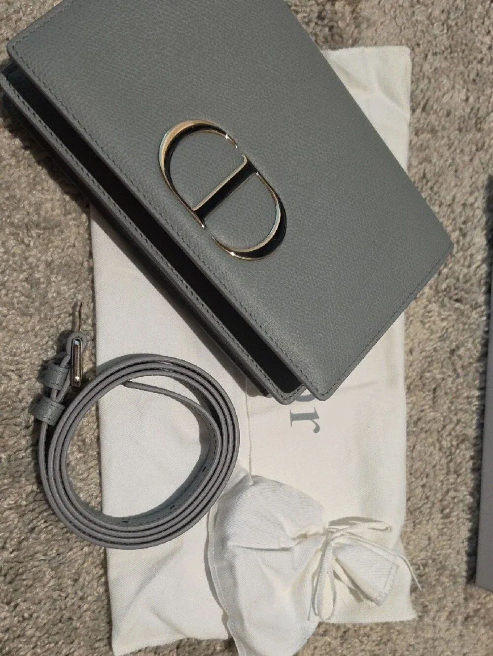 Dior Gray Leather Clutch with Gold CD Hardware